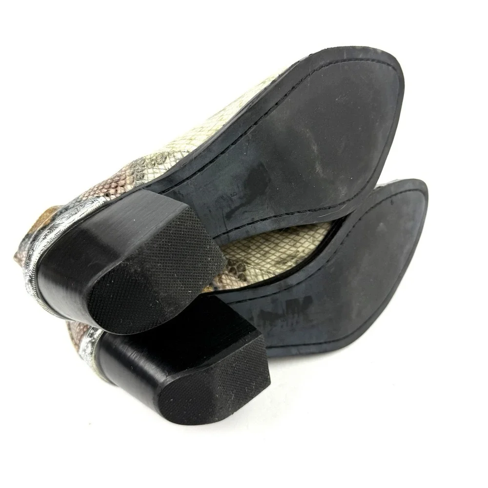 Jeffrey Campbell Cromwell Ankle Boots 9 Snakeskin Leather Slip On Cutout Bootie